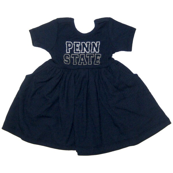 navy infant dress with stitched Penn State on front